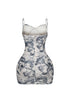 Flynn Mesh Print Tank Ruched Mini Dress